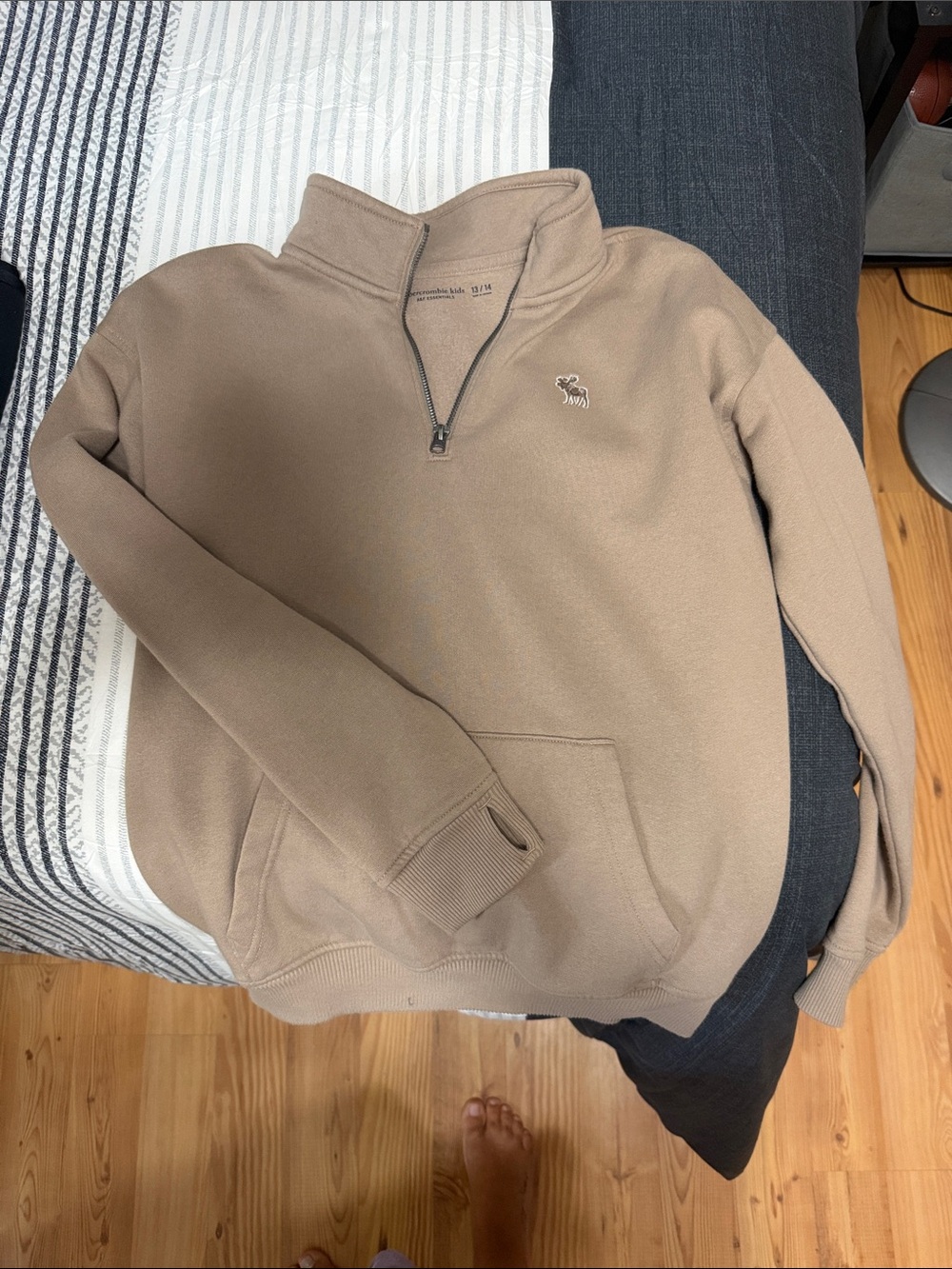 Abercrombie & Fitch Boy’s Quarter-Zip Pullover in Light Brown